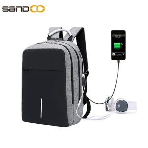 Anti-theft laptop backpack with USB and headphone holes