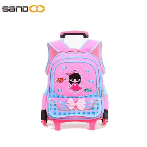 Wholesale trolley school backpack with six wheels for girls
