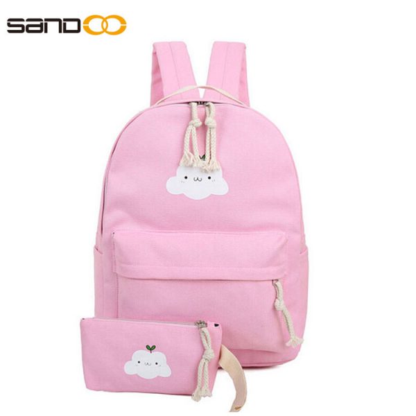 Wholesale Korea Style Canvas School Backpack Set