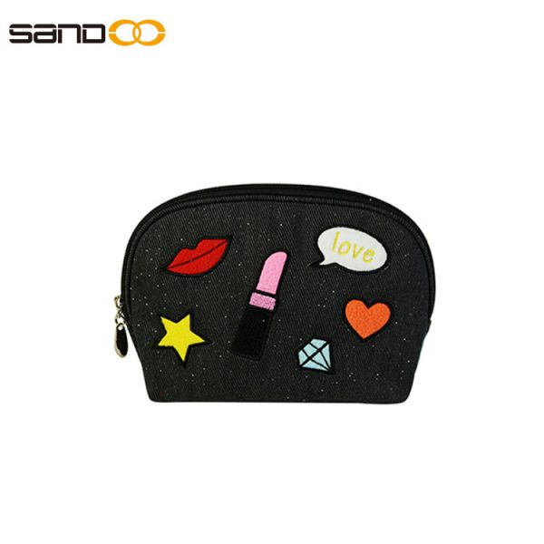 Trendy design small embroidered make up bag