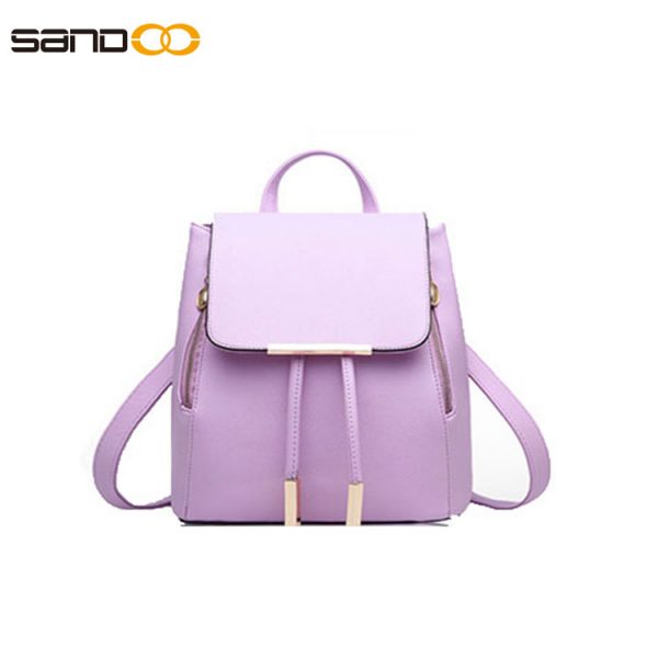 Pure color fashion PU backpack for lady