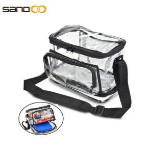 Clear PVC Lunch Bag with Separate Cold Pack Compartment Include Adjustable Shoulder Strap